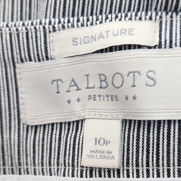 Talbots Signature Women Size 10P 10 Petite Black White Pinstripe Capri Crop Pant - Picture 6 of 6